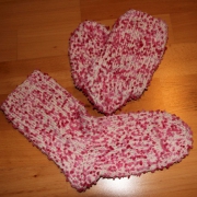 Pompon Socken weiß-pink